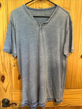 Lucky Brand Faded Blue Short-Sleeve Henley Tee